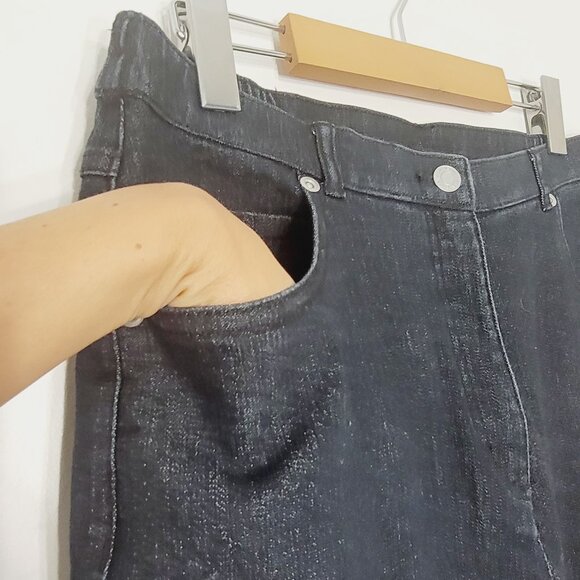 Alia Womens Black Cotton Blend Pockets High Rise Straight Leg Denim Jean Size 12 - Picture 6 of 14